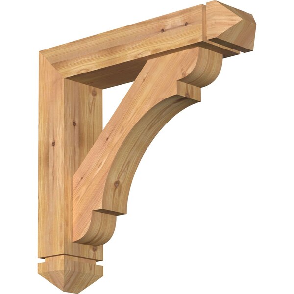 Ekena Millwork Olympic Arts and Crafts Smooth Bracket w/ Offset Brace, Western Red Cedar, 5 1/2"W x 24"D x 24"H BKT0604X24X24OLY03SWR - main